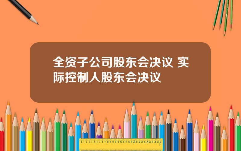 全资子公司股东会决议 实际控制人股东会决议